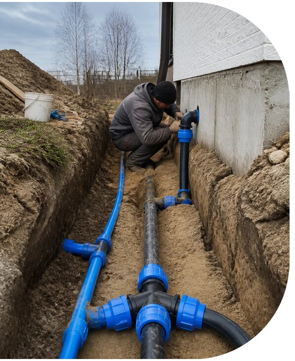 Монтаж наружного водопровода на участке под ключ в Самаре
